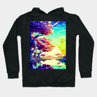 Pink Trees River Sunset Hoodie